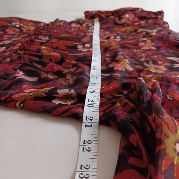 Aqua Metallic Floral Print Tiered Mini Dress - Picture 10 of 16